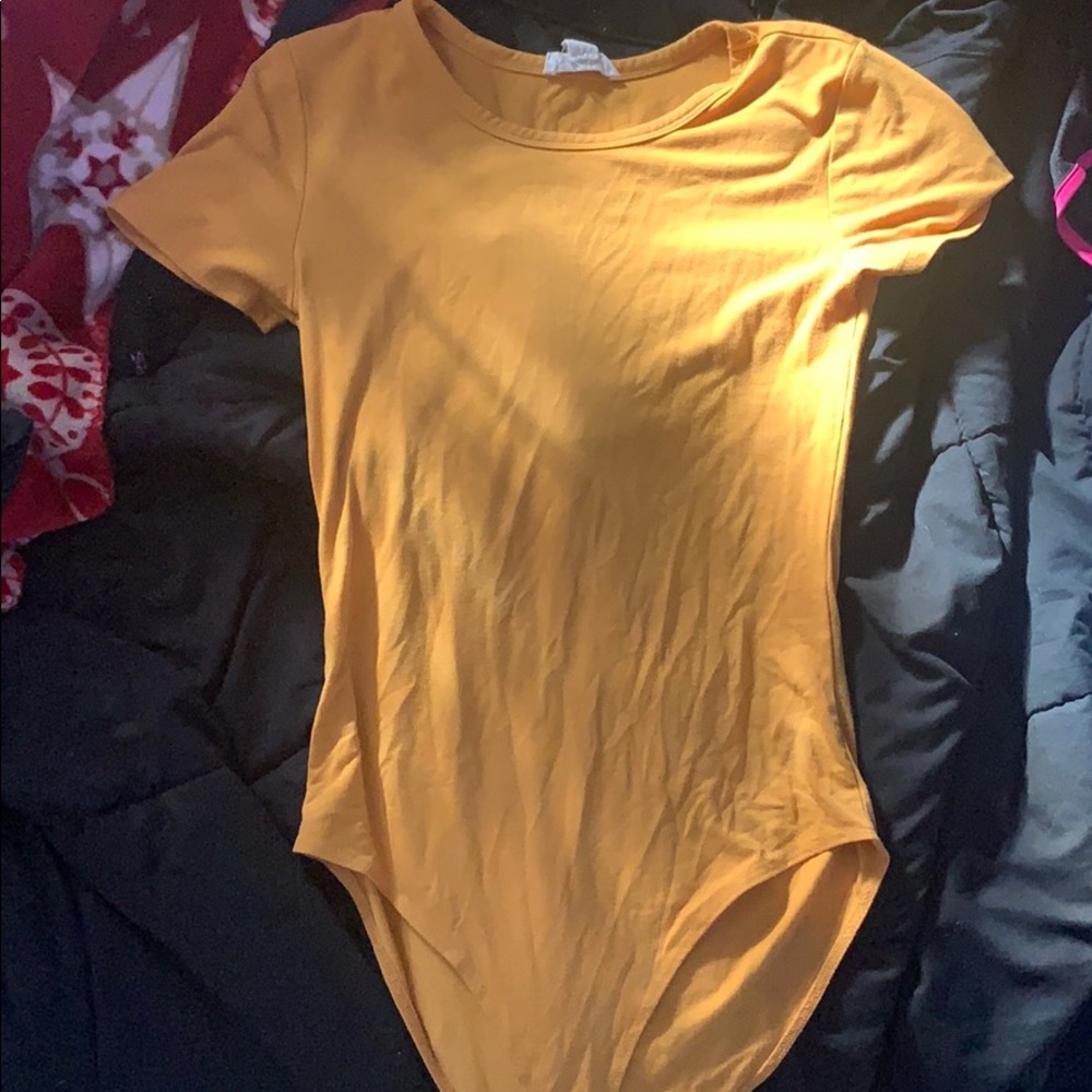 Mustard Yellow short sleeve body suit